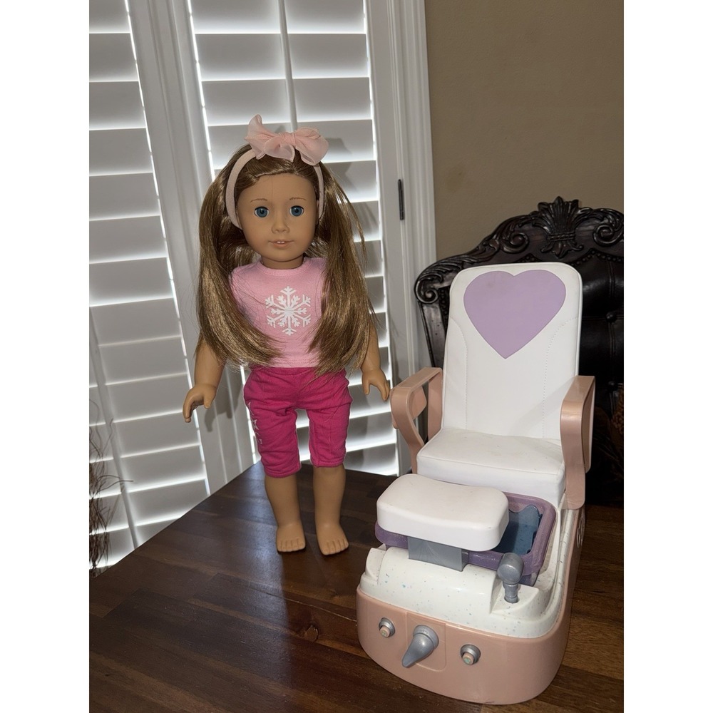 American Girl Doll JLY TLM Brown Hair Blue Eyes With Spa Chair